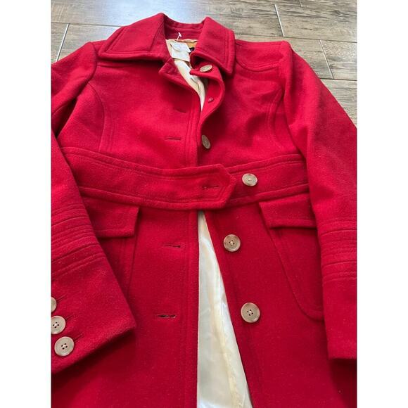 J.Crew Women's Red Wool Blend Long Sleeves Button Front Jacket Coat Size 12 - Picture 8 of 12